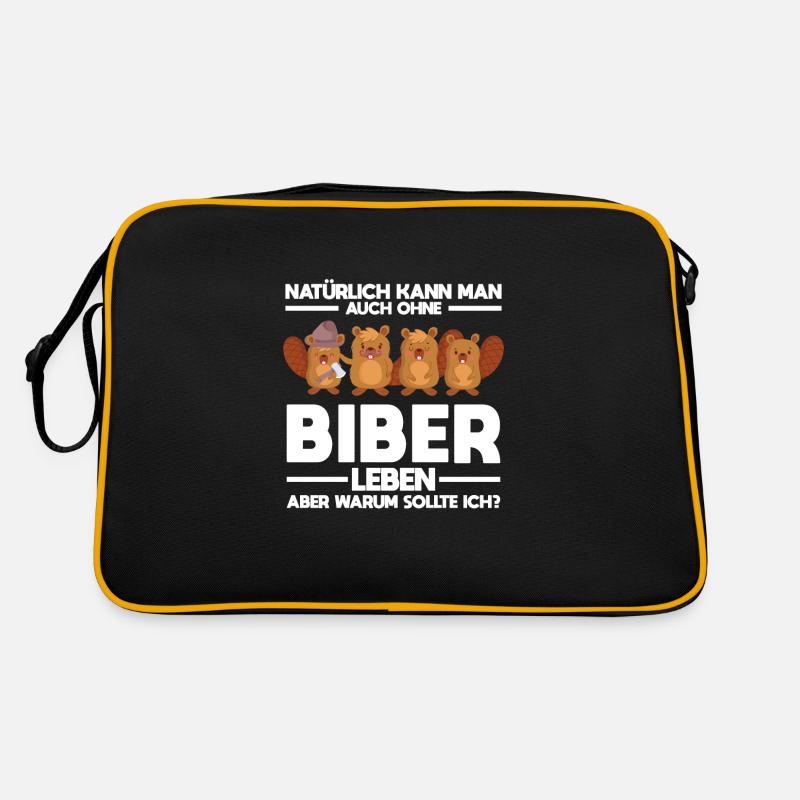 Tiere Bieber Biebern Geschenk Retro Tasche