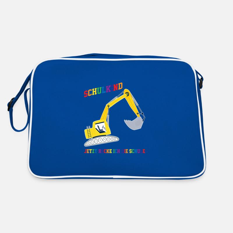 Schulkind Bagger Schulanfänger Geschenk Retro Tasche