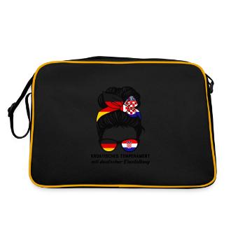 Deutsche Kroatin Deutsch Geschenk - Retro Tasche - Schwarz/Gold - Hinten