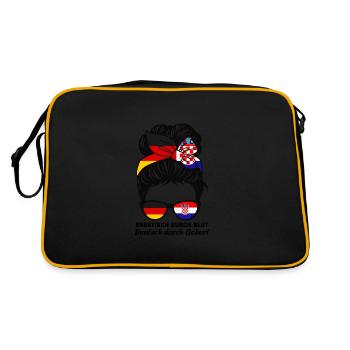 Deutsche Kroatin Kroatische Flagge Geschenk - Retro Tasche - Schwarz/Gold - Hinten