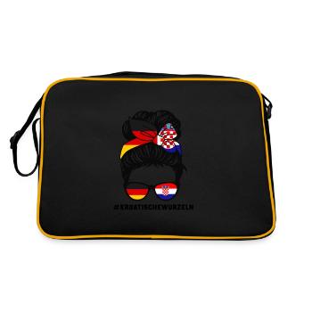 Deutsche Kroatin Kroatisch Geschenk - Retro Tasche - Schwarz/Gold - Hinten