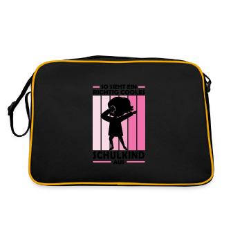 Schulkind Dabbing Schulstart Geschenk - Retro Tasche - Schwarz/Gold - Hinten