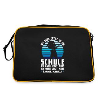 Schulkind Dabbing Schulstart Geschenk - Retro Tasche - Schwarz/Gold - Hinten