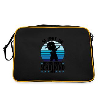 Schulkind Dabbing Schulstart Geschenk - Retro Tasche - Schwarz/Gold - Hinten