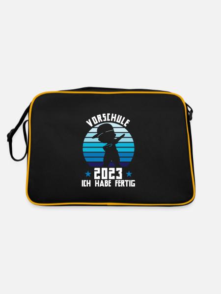 Vorschule 2023 Dabbing Vorschüler Geschenk - Retro Tasche - Schwarz/Gold - Hinten