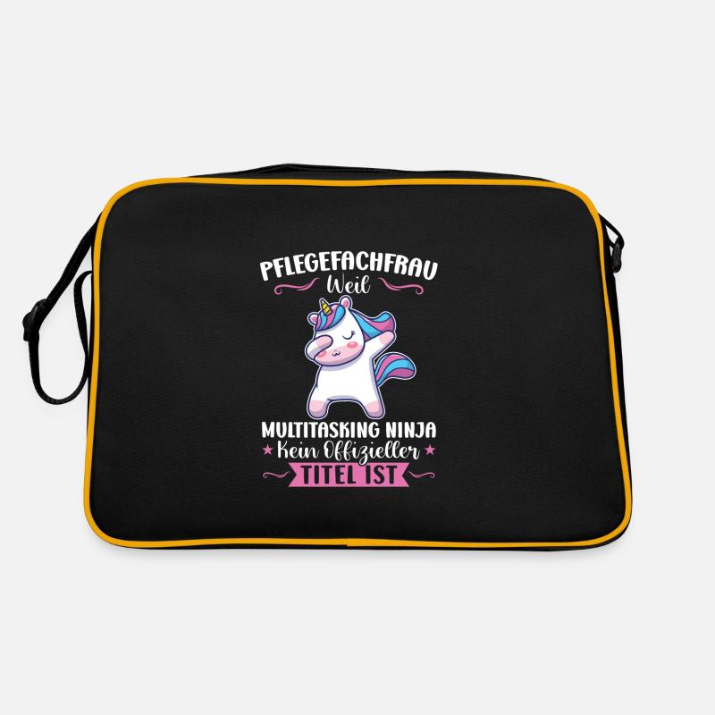 Krankenhaus Pflegefachfrau Pflegerin Geschenk - Retro Tasche - Schwarz/Gold