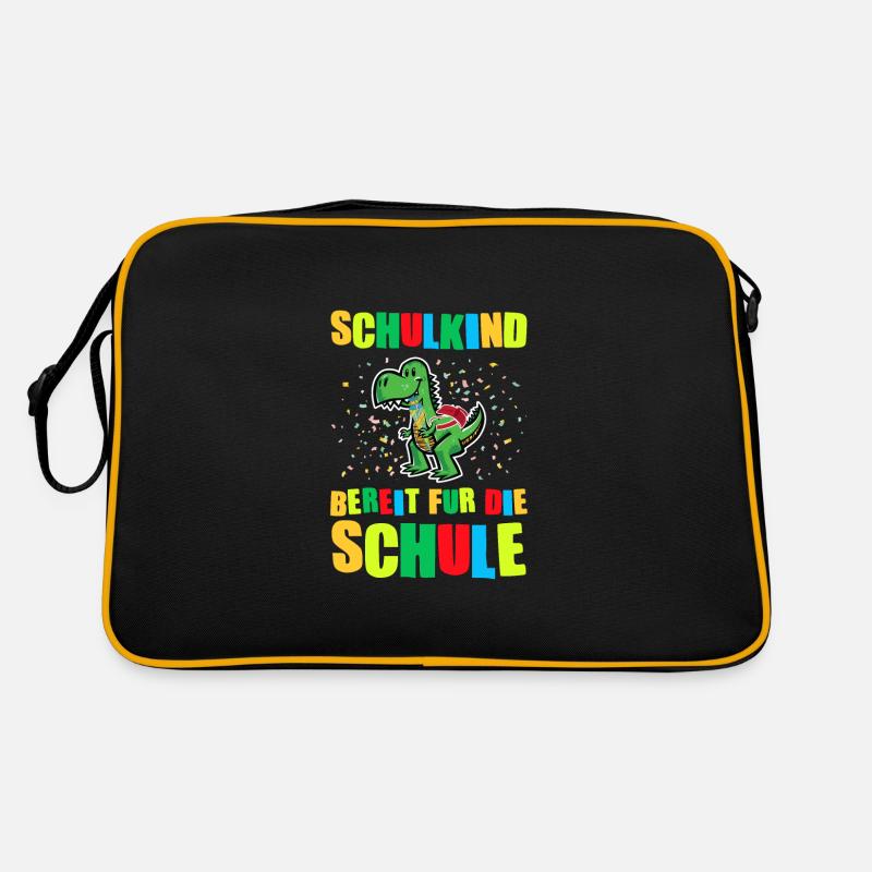 Schulkind Dino Schulanfänger Geschenk Retro Tasche