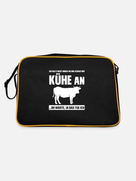 Kuh Züchter Kuhebesitzer Geschenk - Retro Tasche - Schwarz/Gold