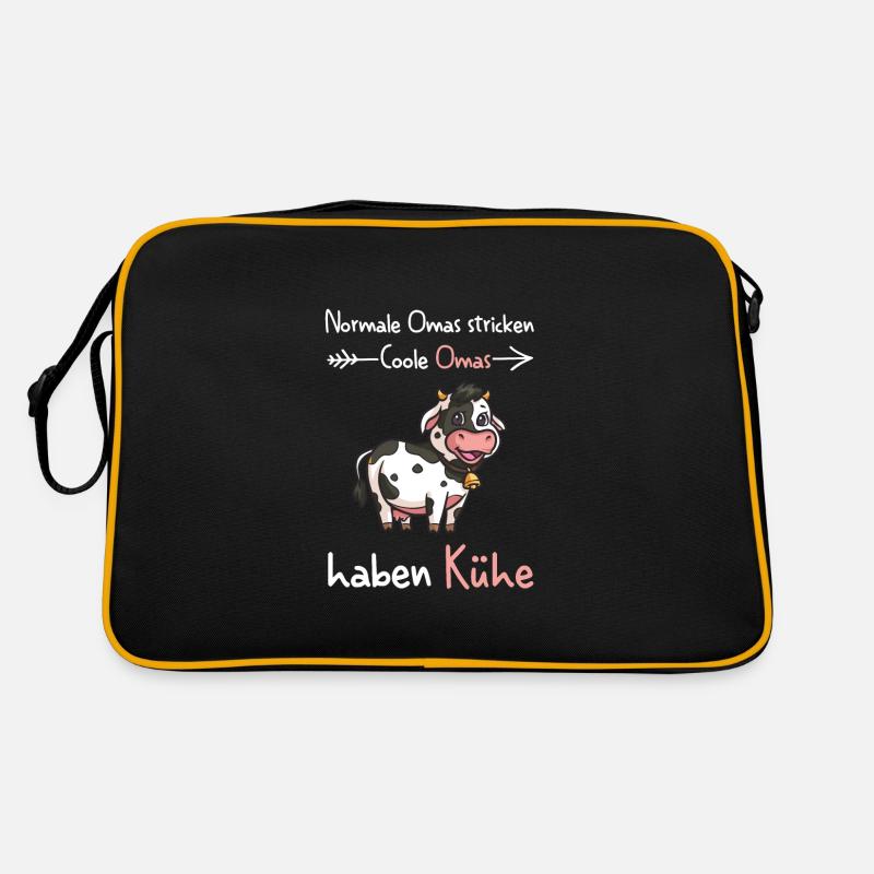 Kuh Oma Kuh Oma Geschenk - Retro Tasche - Schwarz/Gold