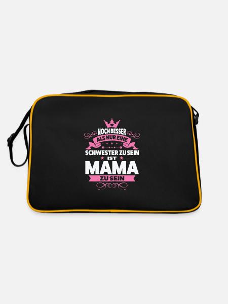 Mutter Familie Mama Geschenk - Retro Tasche - Schwarz/Gold
