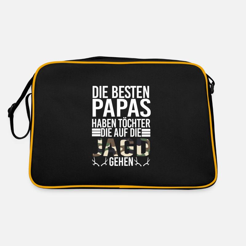 Jäger Papa Jägerin Geschenk - Retro Tasche - Schwarz/Gold