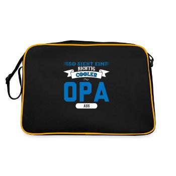 Opa Familie Großeltern Geschenk - Retro Tasche - Schwarz/Gold - Hinten