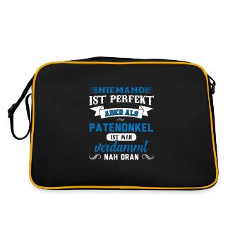 Patenonkel Familie Taufpate Geschenk - Retro Tasche - Schwarz/Gold - Hinten