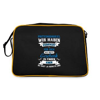 Patenonkel Familie Taufpate Geschenk - Retro Tasche - Schwarz/Gold - Hinten