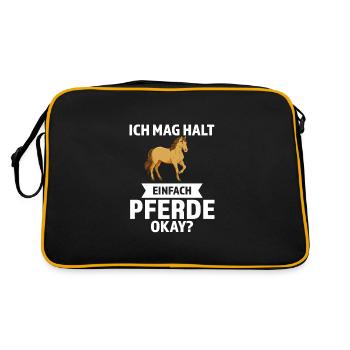 Pferd Reiten Pferdesport Geschenk - Retro Tasche - Schwarz/Gold - Hinten