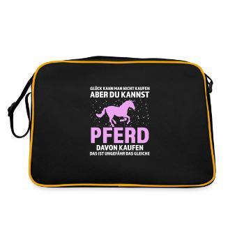 Pferd Reiten Pferdesport Geschenk - Retro Tasche - Schwarz/Gold - Hinten
