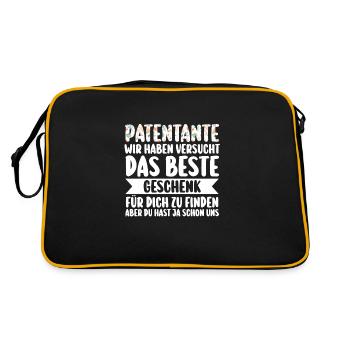 Patentante Familie Patentanten Geschenk - Retro Tasche - Schwarz/Gold - Hinten
