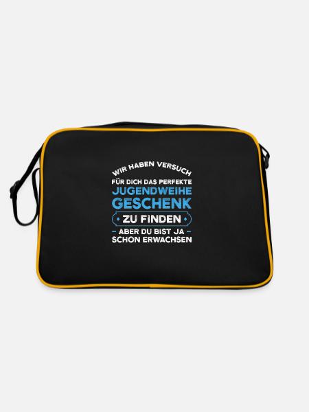 Jugendweihe Jugend Erwachsen Werden Geschenk - Retro Tasche - Schwarz/Gold - Hinten