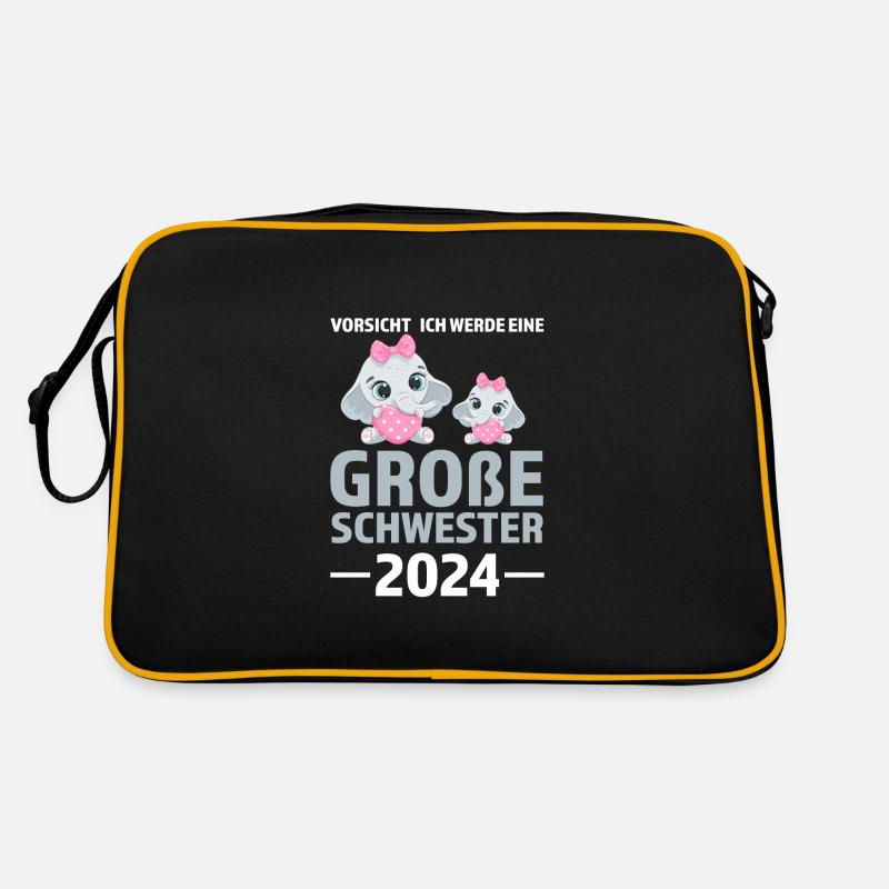 Große Schwester 2024 Elefant Geschwister Geschenk Retro Tasche