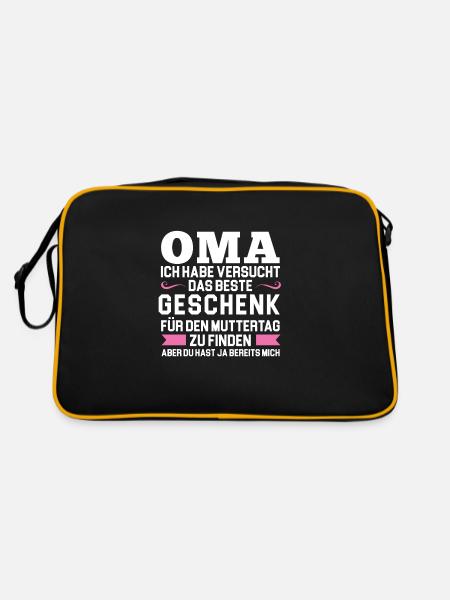 Oma Familie grossmuter Geschenk - Retro Tasche - Schwarz/Gold - Hinten