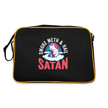 Smoke Meth Hail Satan Death Metal Geschenk - Retro Tasche - Schwarz/Gold - Hinten