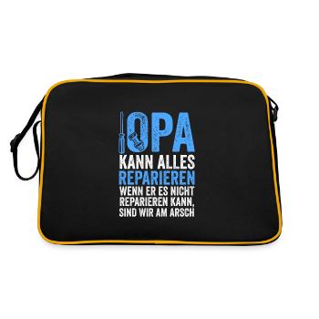 Opa Großvater Großeltern Geschenk - Retro Tasche - Schwarz/Gold - Hinten