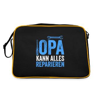 Opa Großvater Großeltern Geschenk - Retro Tasche - Schwarz/Gold - Hinten