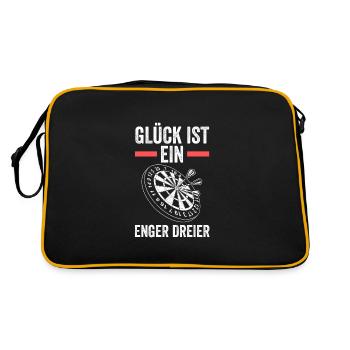 Darts Darten Darter Geschenk - Retro Tasche - Schwarz/Gold - Hinten