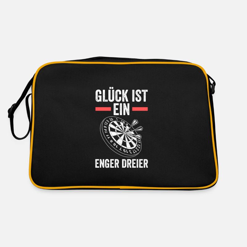 Darts Darten Darter Geschenk - Retro Tasche - Schwarz/Gold