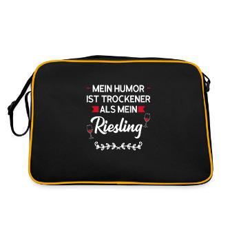 Wein Riesling Weintrinker Geschenk - Retro Tasche - Schwarz/Gold - Hinten