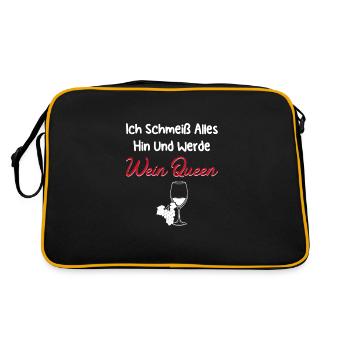 Wein Schorle Weintrinker Geschenk - Retro Tasche - Schwarz/Gold - Hinten