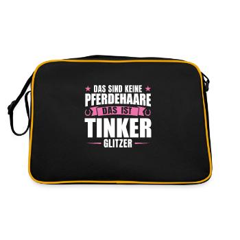 Tinker Pferd Reiter Geschenk - Retro Tasche - Schwarz/Gold - Hinten