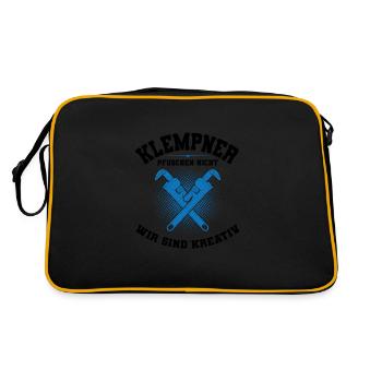 Klempner Beruf Installateur Geschenk - Retro Tasche - Schwarz/Gold - Hinten