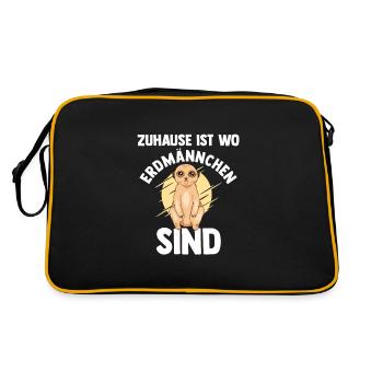 Erdmännchen Tier Erdmännchen Fan Geschenk - Retro Tasche - Schwarz/Gold - Hinten