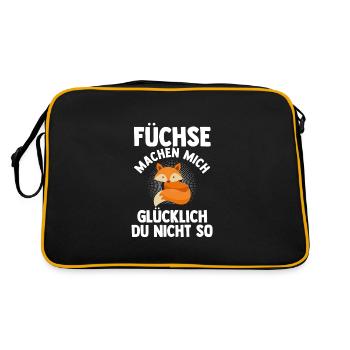 Fuchs Tier Fuchs Geschenk - Retro Tasche - Schwarz/Gold - Hinten