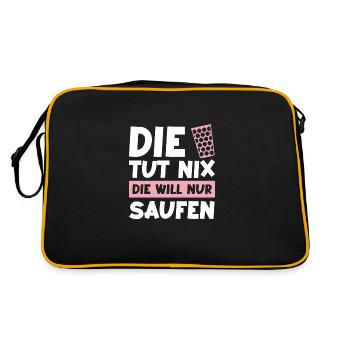 Schorle Pfälzer Wein Geschenk - Retro Tasche - Schwarz/Gold - Hinten
