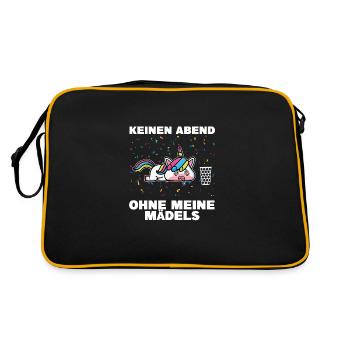 Schorle Einhorn Dubbeglas Geschenk - Retro Tasche - Schwarz/Gold - Hinten