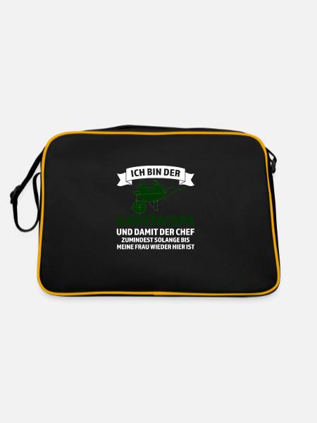 Garten Opa Pflanzen Gärtner Geschenk - Retro Tasche - Schwarz/Gold - Hinten