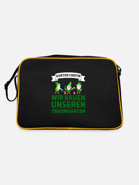 Garten Pflanzen Gärtnerei Geschenk - Retro Tasche - Schwarz/Gold - Hinten