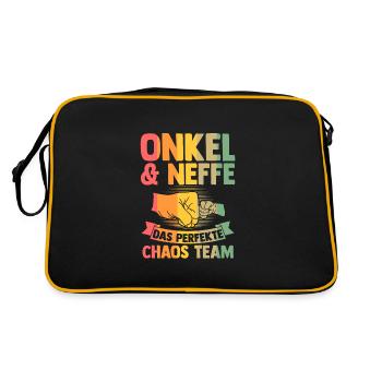 Onkel & Patenonkel Familie Taufpate Geschenk - Retro Tasche - Schwarz/Gold - Hinten