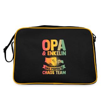 Patenonkel Patensohn Taufpate Geschenk - Retro Tasche - Schwarz/Gold - Hinten