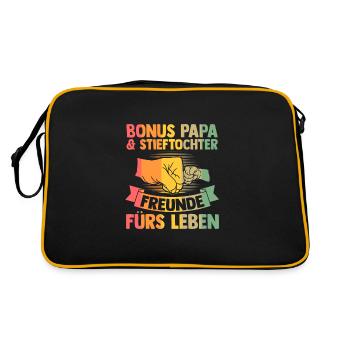 Patenonkel Patensohn Taufpate Geschenk - Retro Tasche - Schwarz/Gold - Hinten