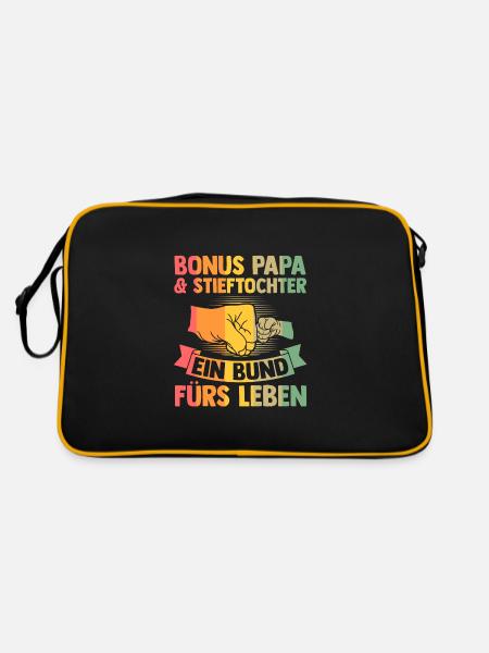Onkel & Nichte Familie Onkel Geschenk - Retro Tasche - Schwarz/Gold - Hinten
