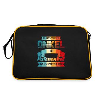 Onkel & Patenonkel Familie Patenonkel Geschenk - Retro Tasche - Schwarz/Gold - Hinten
