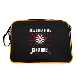 Darts Darten Darter Geschenk - Retro Tasche - Schwarz/Gold - Hinten