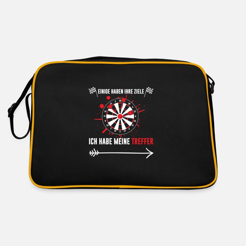 Darts Darten Dartscheibe Geschenk - Retro Tasche - Schwarz/Gold