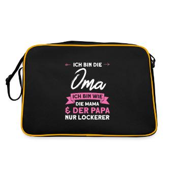 Oma Familie Großeltern Geschenk - Retro Tasche - Schwarz/Gold - Hinten
