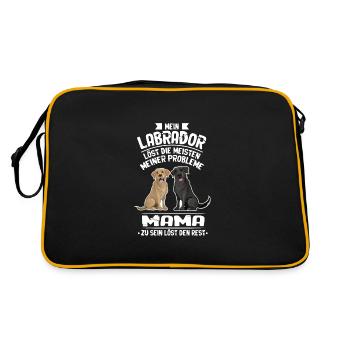 Labrador Mama Hund Hundebesitzerin Geschenk - Retro Tasche - Schwarz/Gold - Hinten