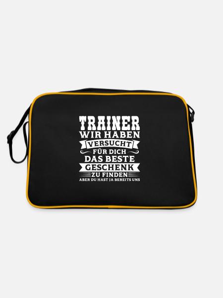 Sport Trainer Trainerin Geschenk - Retro Tasche - Schwarz/Gold - Hinten