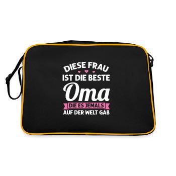 Oma Mutter Tag Omi Geschenk - Retro Tasche - Schwarz/Gold - Hinten